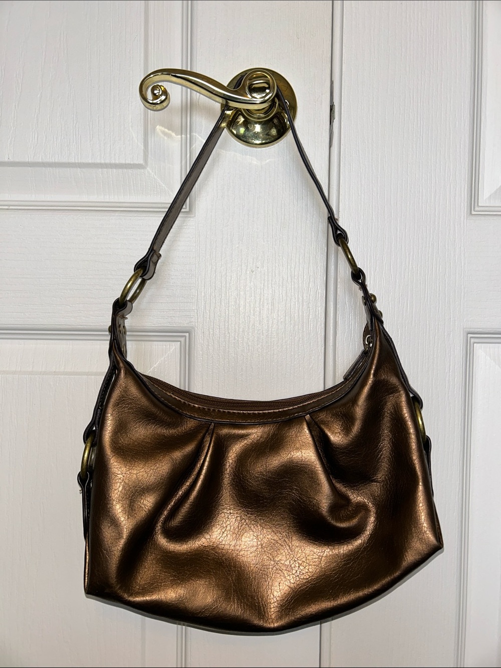 Metallic Bronze Shoulder Bag – Women’s Fashion Handbag